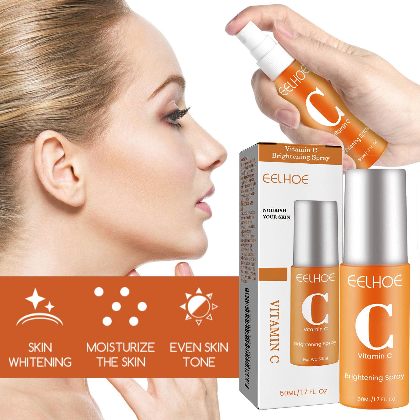 EELHOE Vitamin C & Hyaluronic Acid Hydrating Face Spray - Daily Moisturizer for Skin Brightening, Smoothness and Revitalization