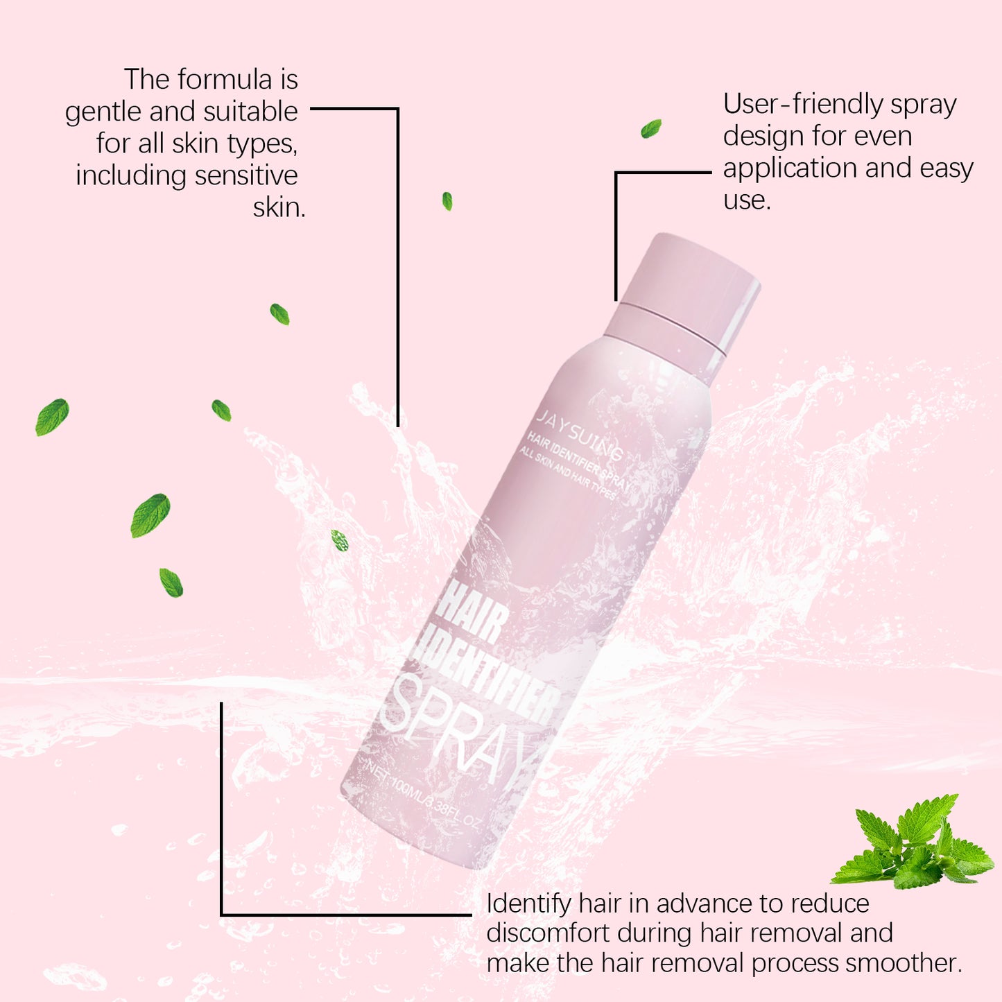 Jaysuing Facial Hair Minimizing Spray - Plant-Based Formula, Helps Soften & Reduce Appearance of Fine Hair, Gentle on Skin