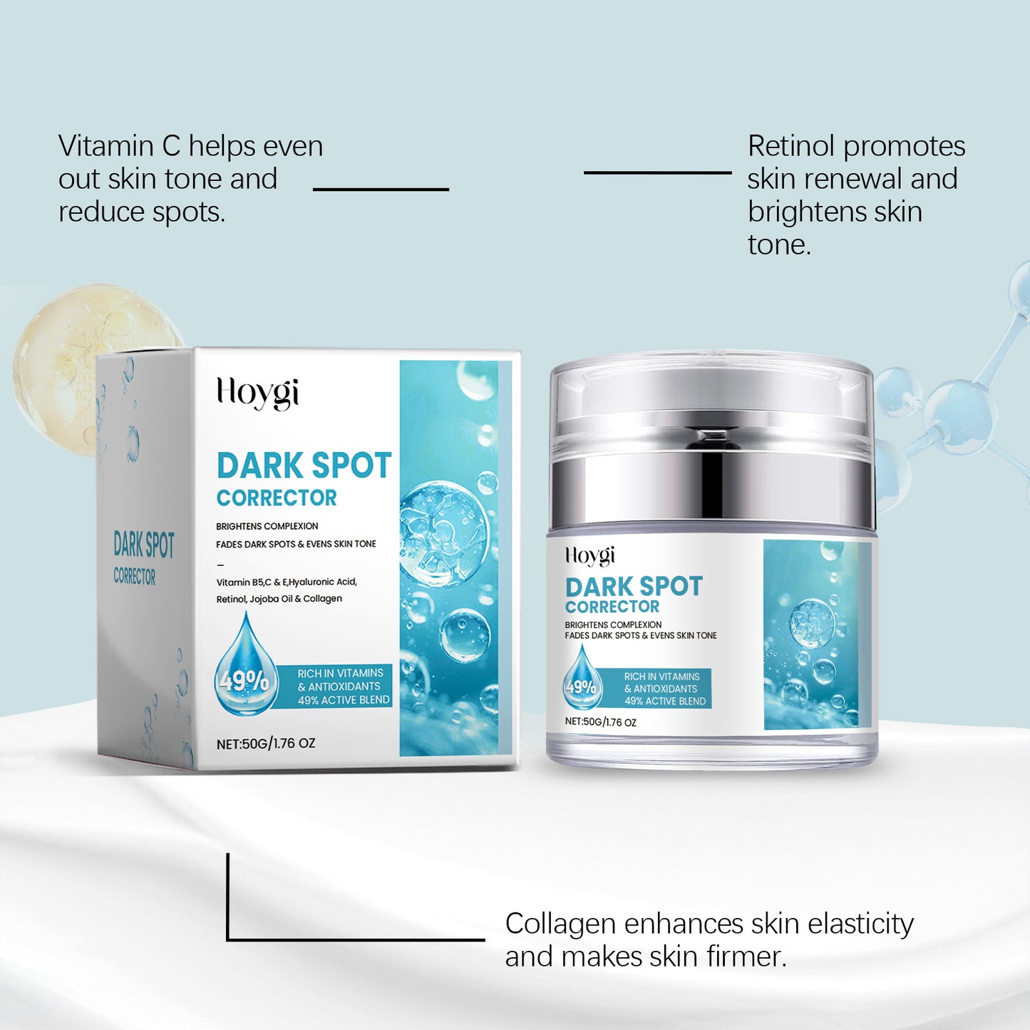 HOYGI Brightening & Dark Spot Serum - with Retinol & Vitamin C to Even Skin Tone, Brighten Complexion