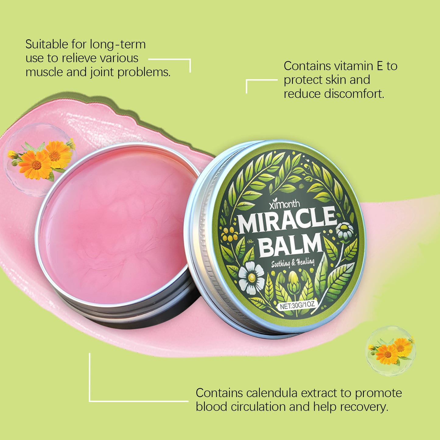 Ximonth Soothing Leg Balm - Calming Cream with Arnica & Calendula for Tired Legs, Moisturizing Relief