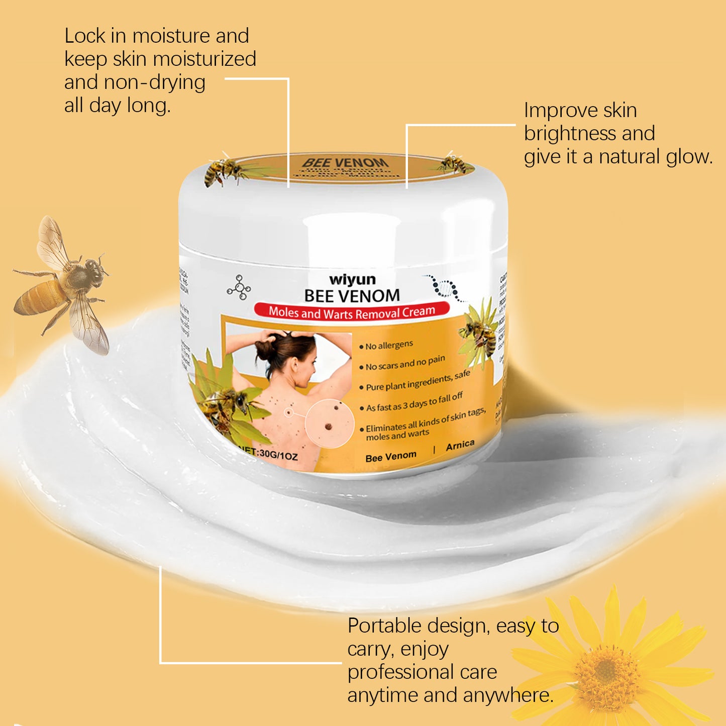 WIYUN Smoothing Skin Balm - Propolis & Arnica Formula for Rough Skin Texture, Moisturizing Cream