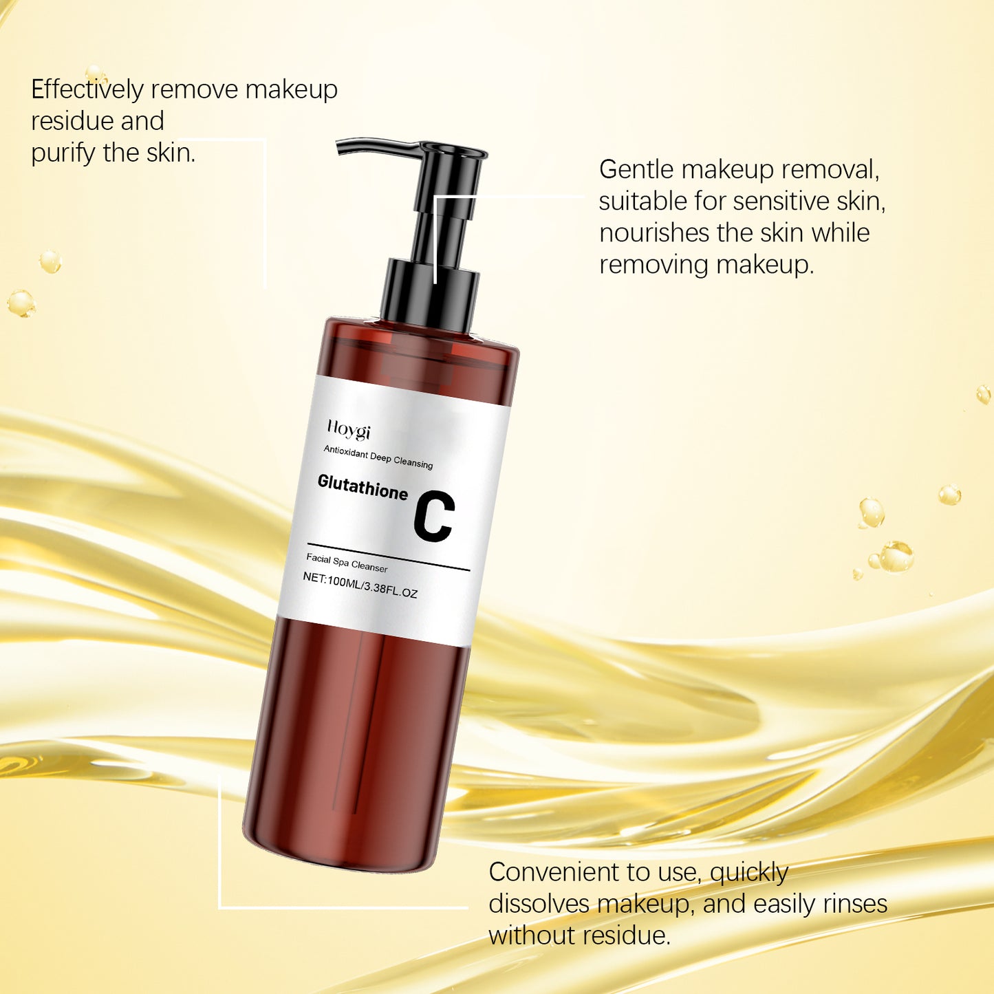 HOYGI Vitamin C Cleansing Oil - Gentle Facial Makeup Remover with Refreshing Lemon Scent