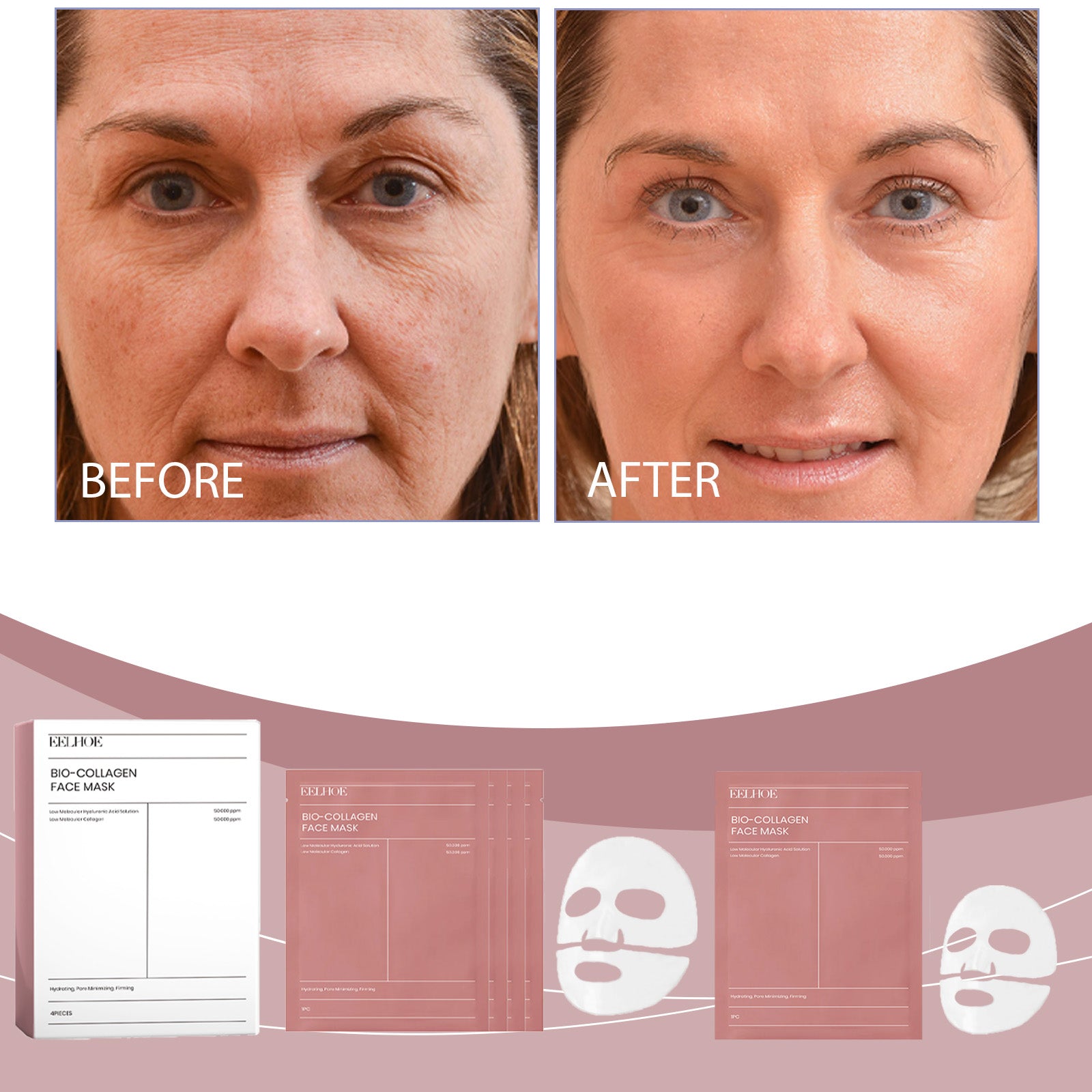 EELHOE Collagen Face Mask (Box Set) - Hydrating & Plumping Facial Shee ...