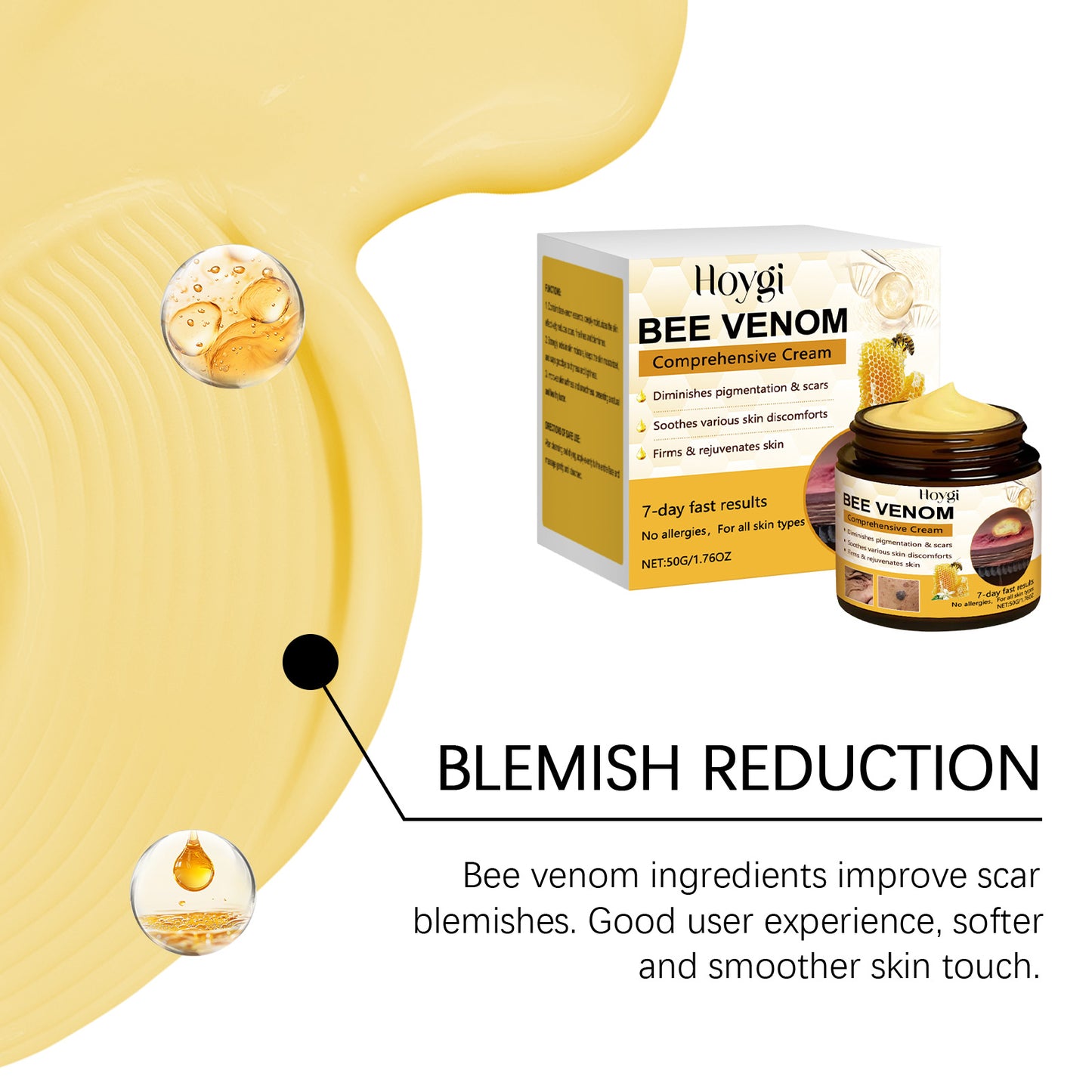 Hoygi Bee Venom & Peptide Collagen Cream - Deeply Hydrating & Firming Daily Moisturizer