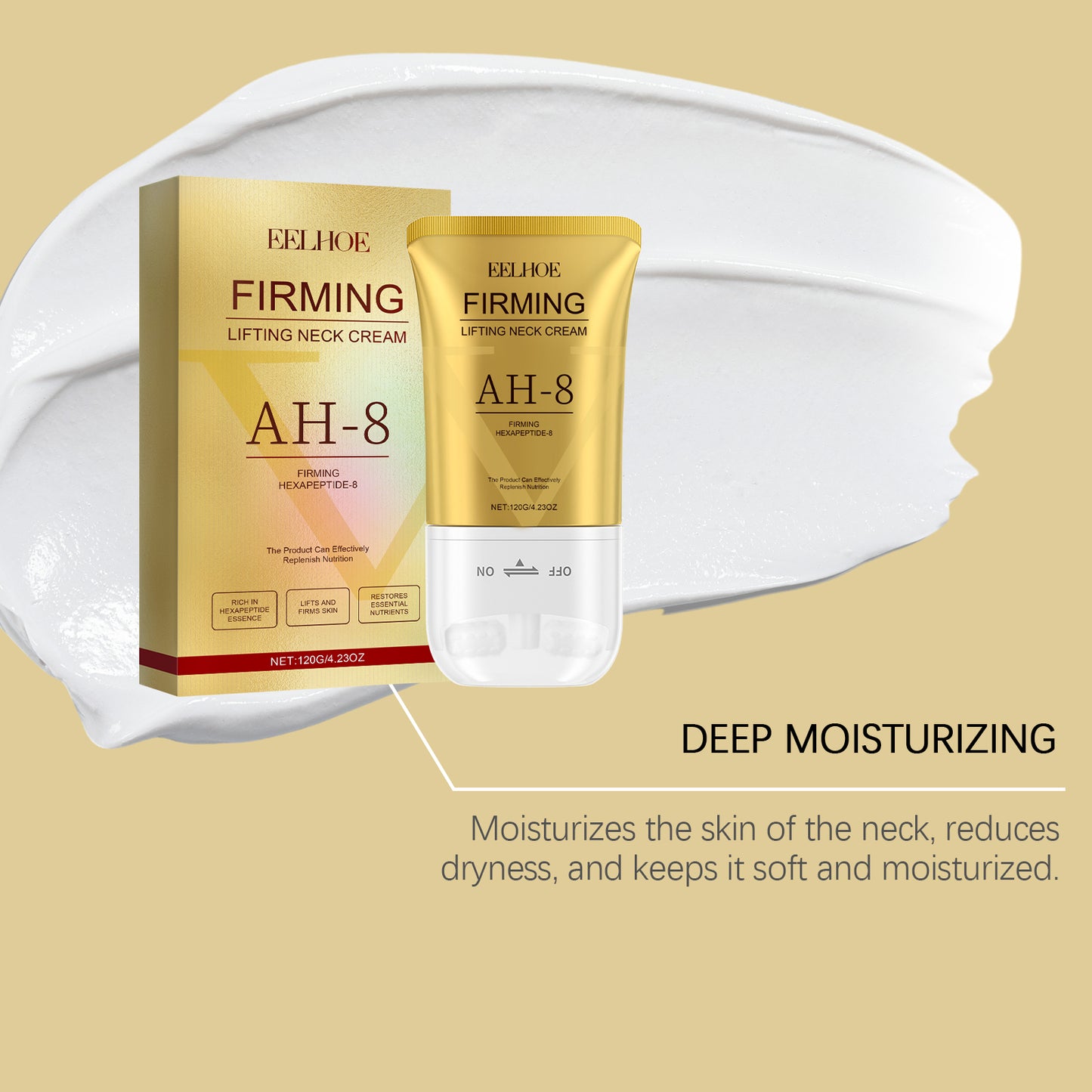 EELHOE Neck Firming Cream with Roller - Hydrating, Tightening & Smoothing Neck Care Treatment for Dehydrated Skin