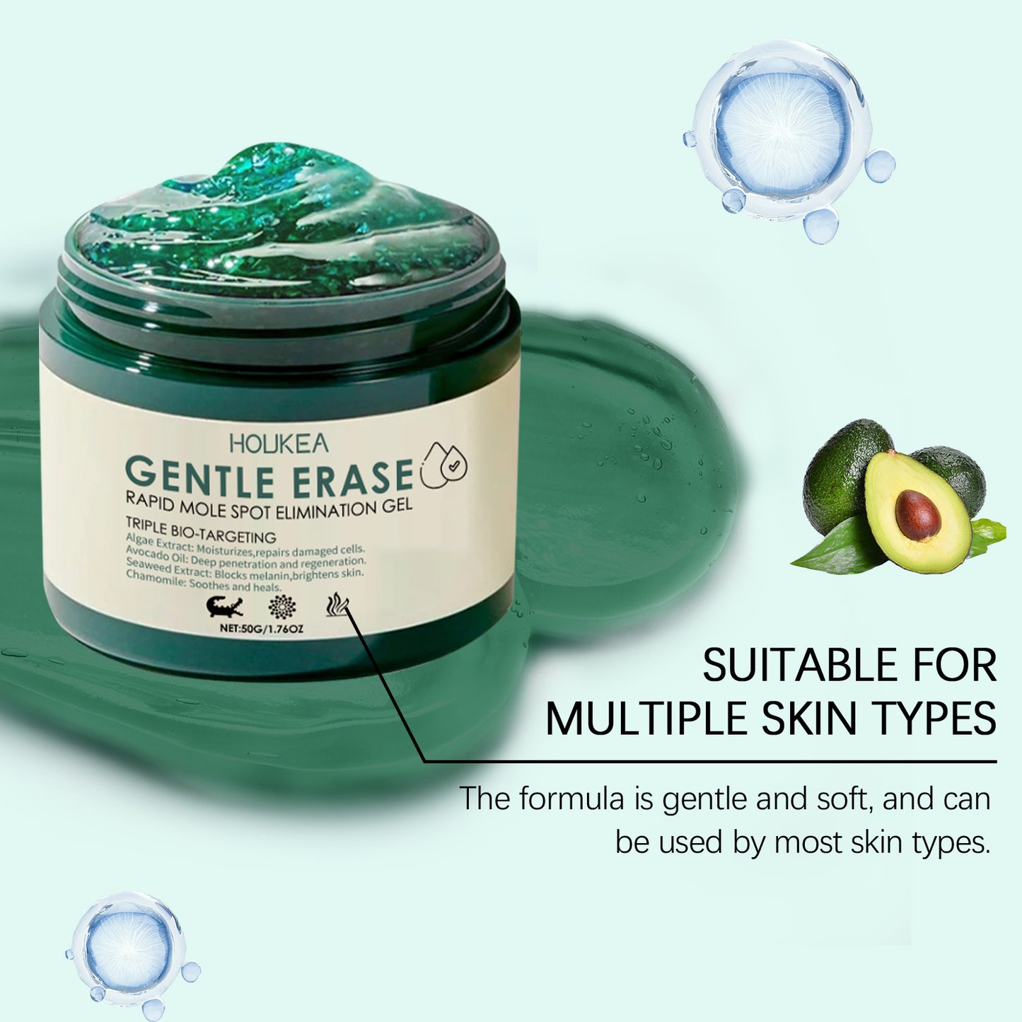 oukea Brightening Skin Care Gel - Face & Body Moisturizer for Dark Spot Care, Smoothing & Radiant Glow