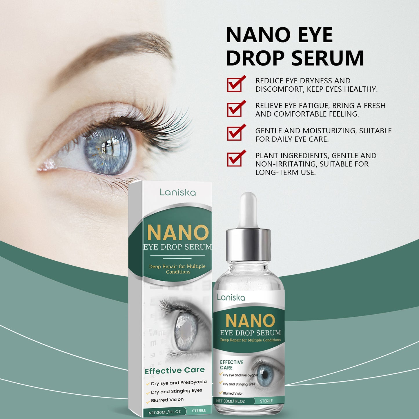 Laniska Soothing Eye Drops - For Temporary Relief of Minor Eye Irritation & Dryness, Lubricating Eye Drops