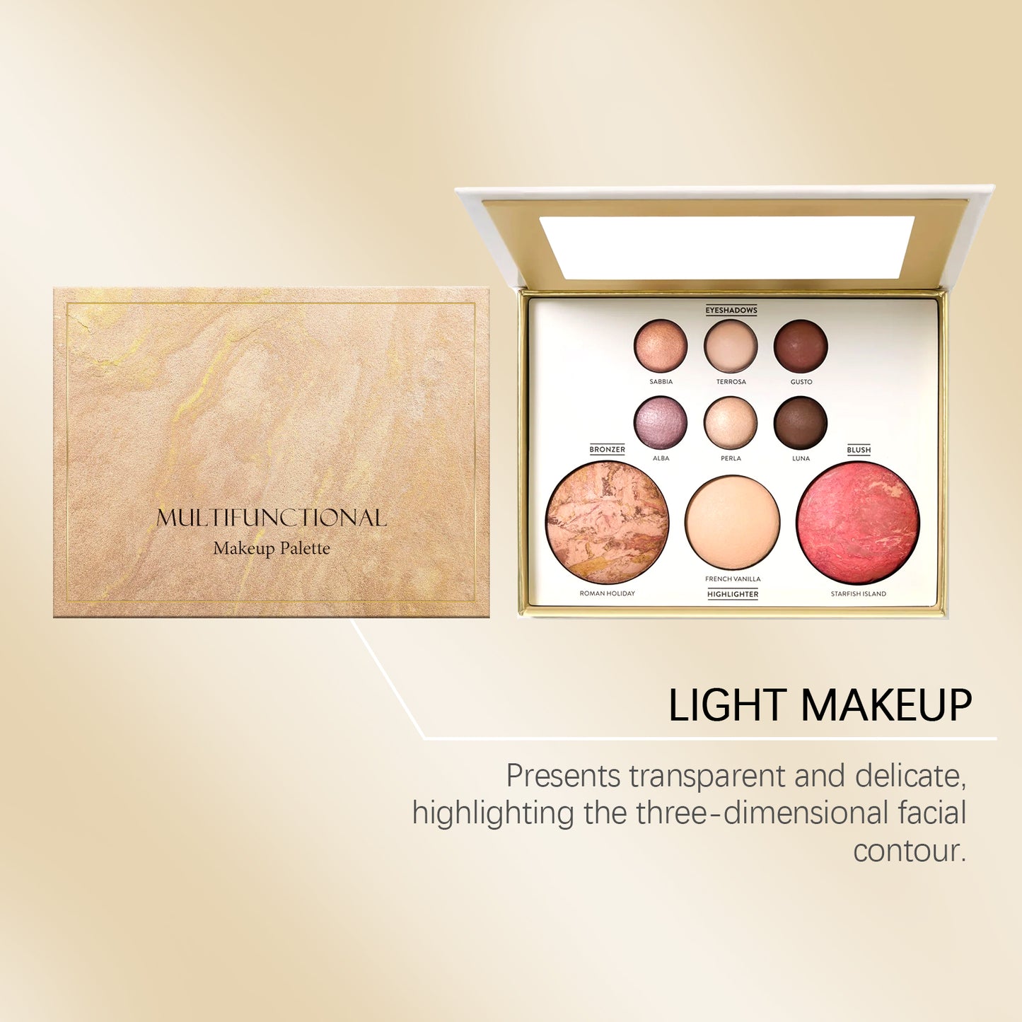 AMZ All-in-One Glamour Makeup Palette - Eyeshadow, Blush, Highlighter, Contour, Shimmer & Matte Finishes, Professional Quality