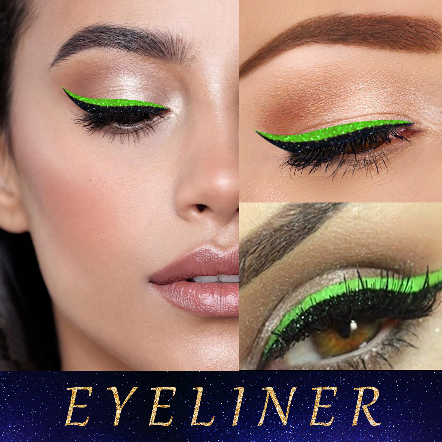 ELHOE 3D Glitter Seven-Color Eyeliner & False Eyelash Stickers - Self-Adhesive, No Glue Needed Eye Makeup Patches for Daily Wear