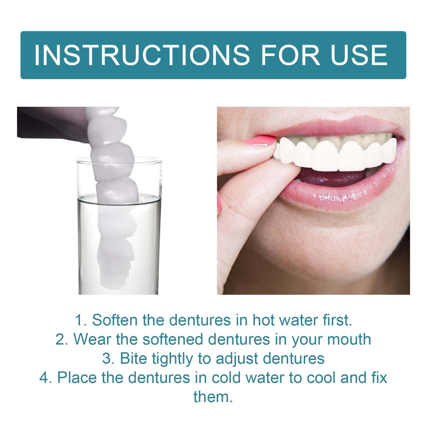 EELHOE Adjustable Snap-On Temporary False Teeth