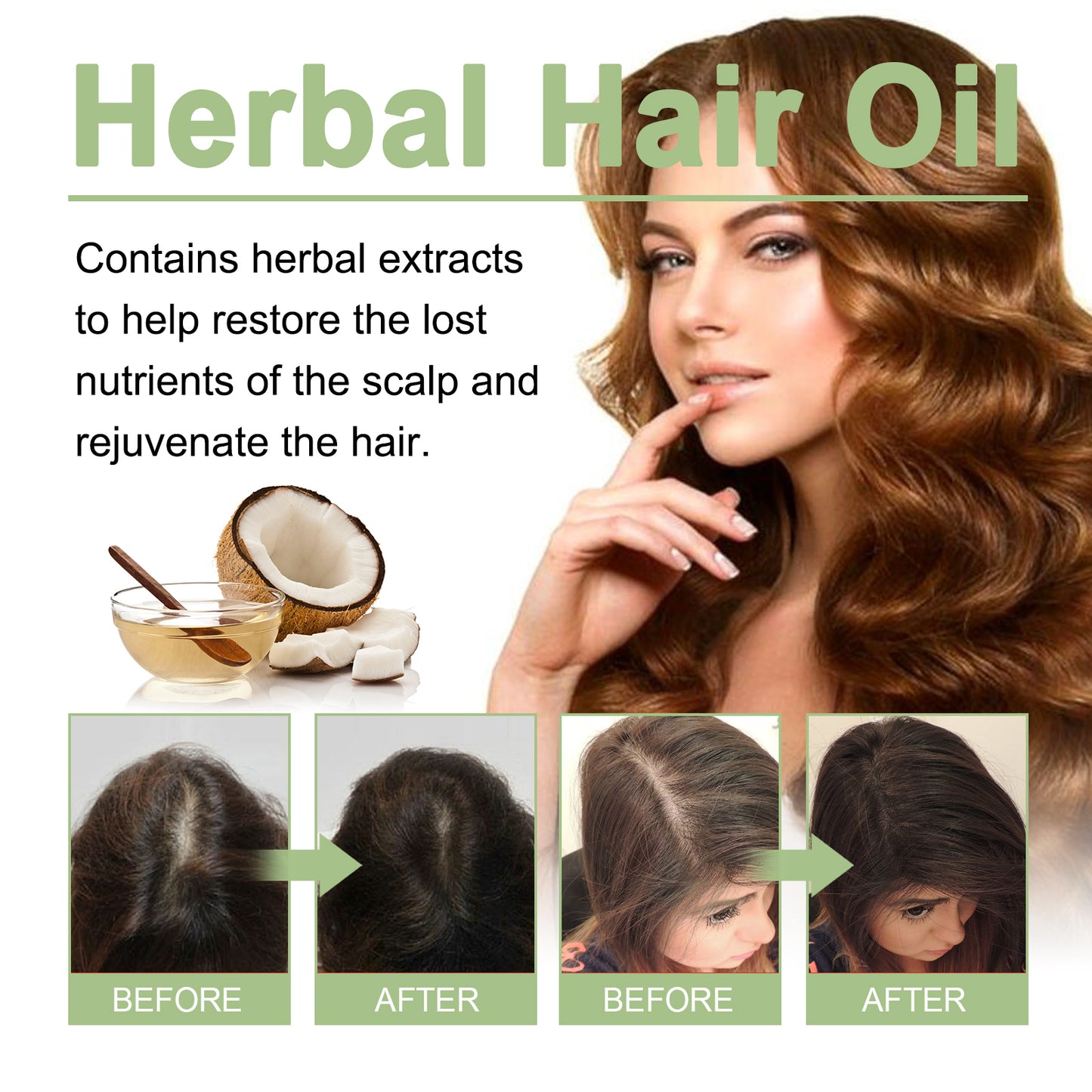 OUHOE Nourishing Herbal Hair Oil - For Scalp & Hair Hydration, Adds Shine & Softness, with Rosemary & He Shou Wu Extract