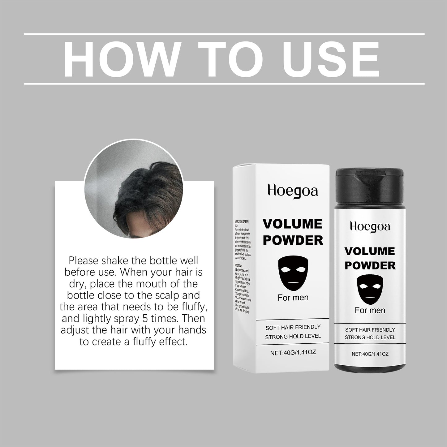 Hoegoa Volumizing & Oil Absorbing Hair Powder - Invisible Dry Shampoo, Adds Volume & Texture, Gentle Non-Aerosol Formula