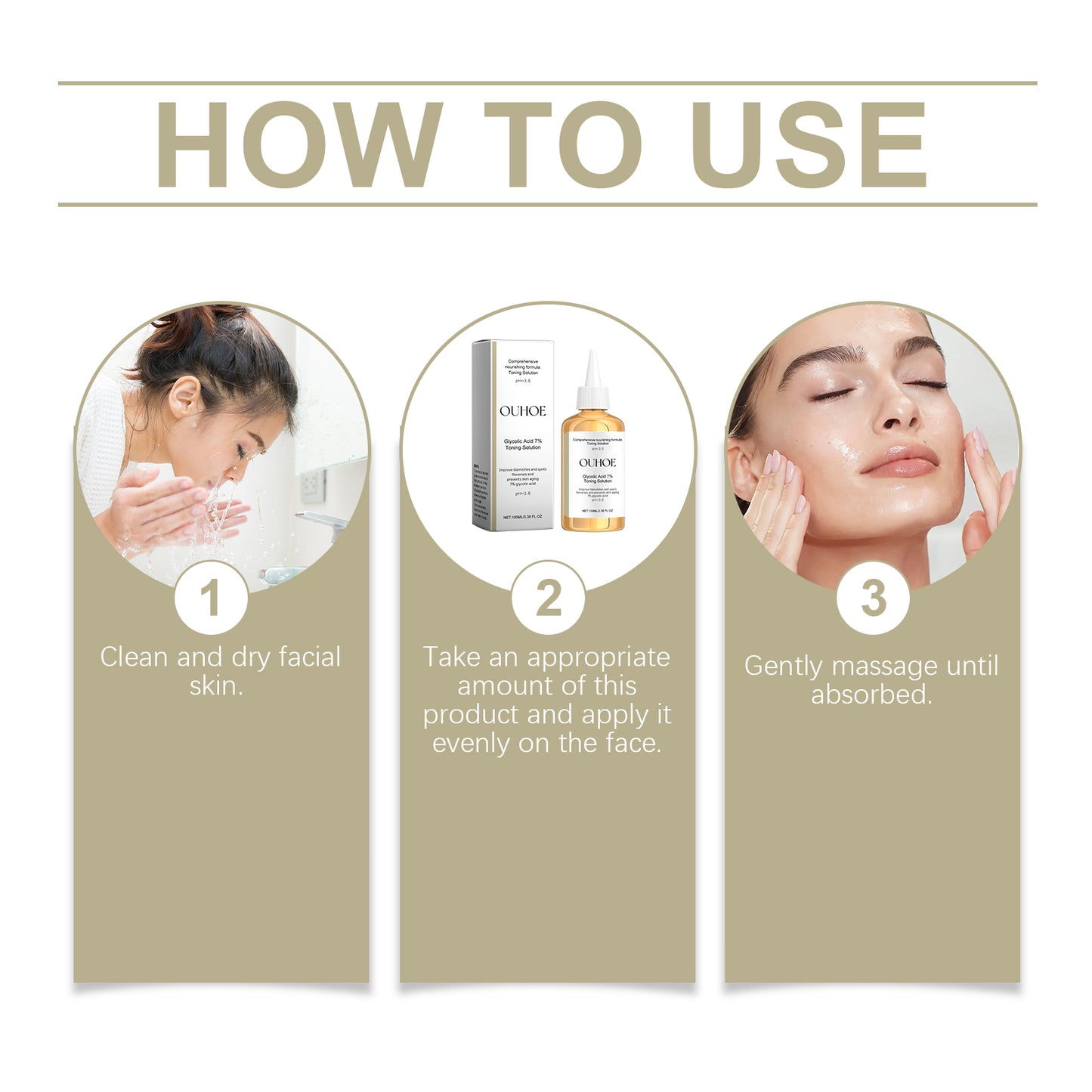 OUHOE Glycolic Acid 7% Exfoliating Toner - Pore Minimizing, Skin Renewal, for Acne and Blackheads