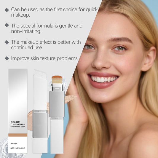 AMZ 2-in-1 Color Adjusting Foundation Stick - Lightweight, Natural Matte Finish, Buildable Coverage, Cruelty-Free Makeup