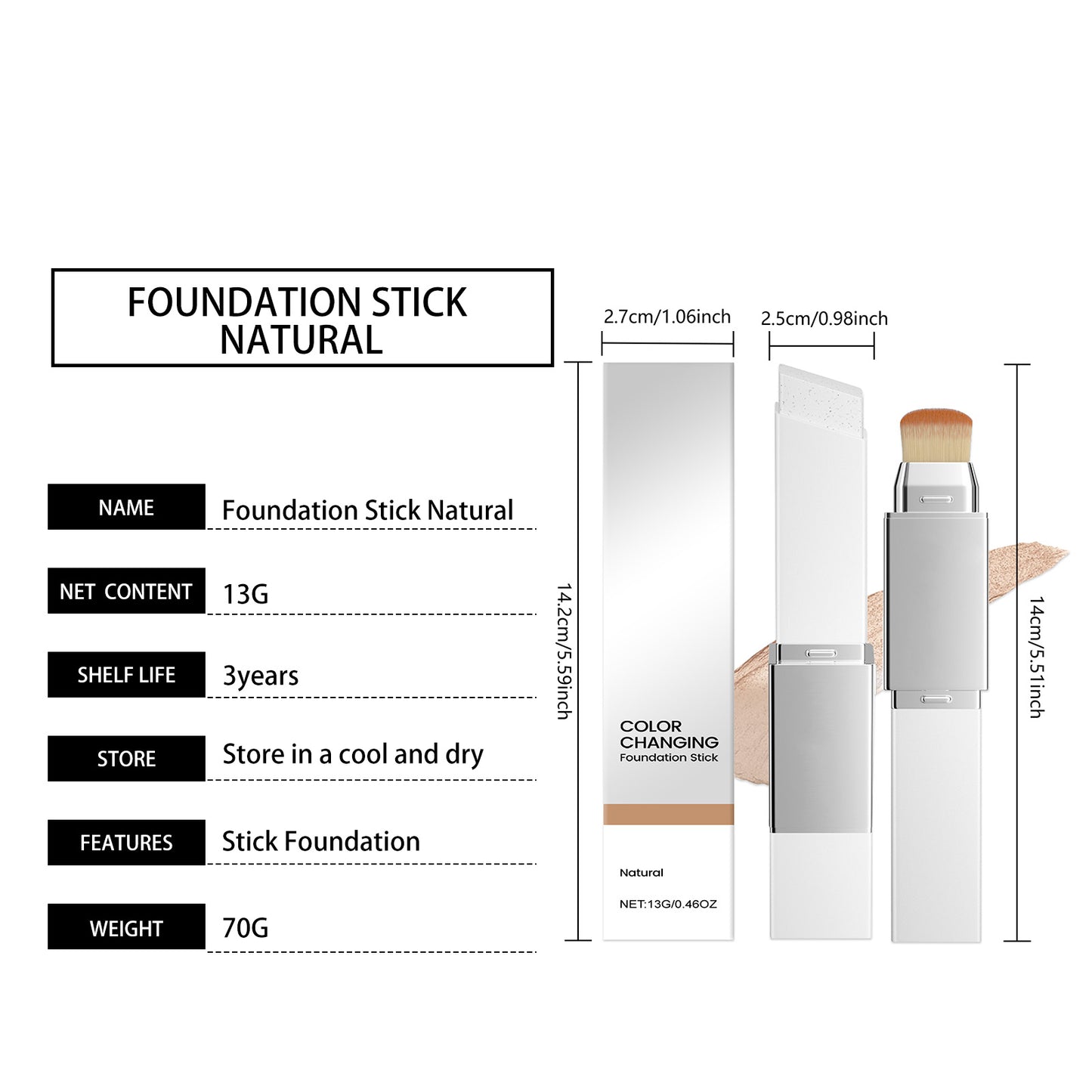 AMZ 2-in-1 Color Adjusting Foundation Stick - Lightweight, Natural Matte Finish, Buildable Coverage, Cruelty-Free Makeup