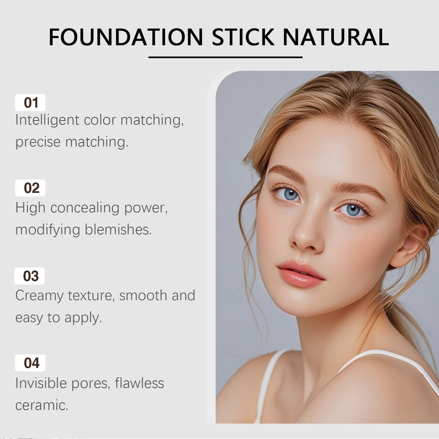 AMZ 2-in-1 Color Adjusting Foundation Stick - Lightweight, Natural Matte Finish, Buildable Coverage, Cruelty-Free Makeup
