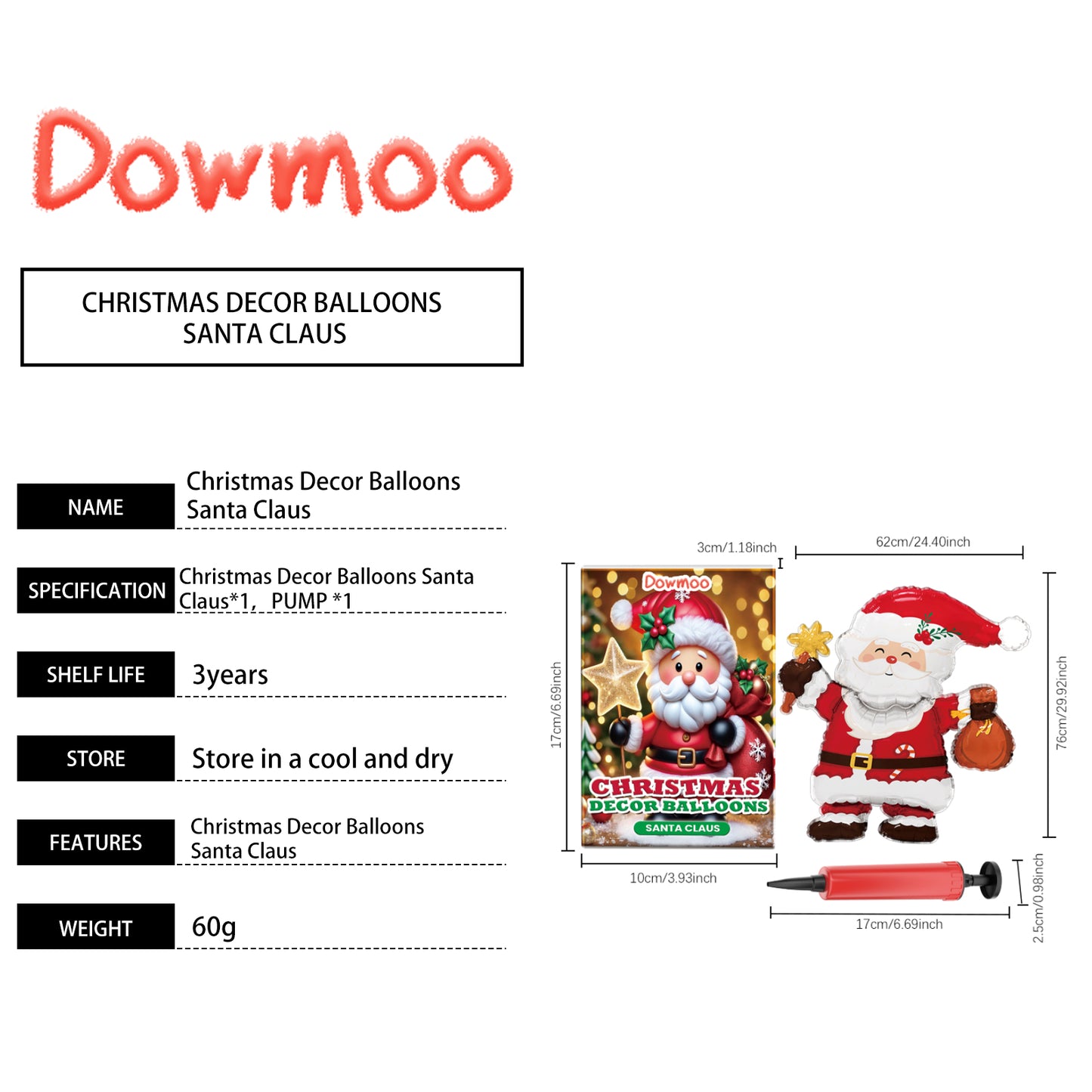 Downoo Christmas Balloons Set - Self-Sealing Santa, Reindeer, Tree Decorations for Party Supplies | Leak-Proof, Durable Nylon Foil for Indoor Outdoor Holiday Decor
