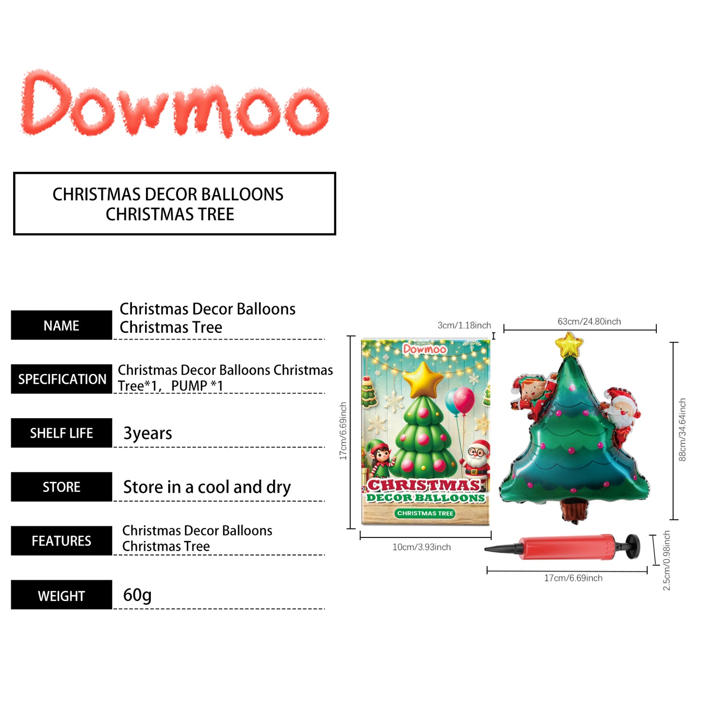 Downoo Christmas Balloons Set - Self-Sealing Santa, Reindeer, Tree Decorations for Party Supplies | Leak-Proof, Durable Nylon Foil for Indoor Outdoor Holiday Decor