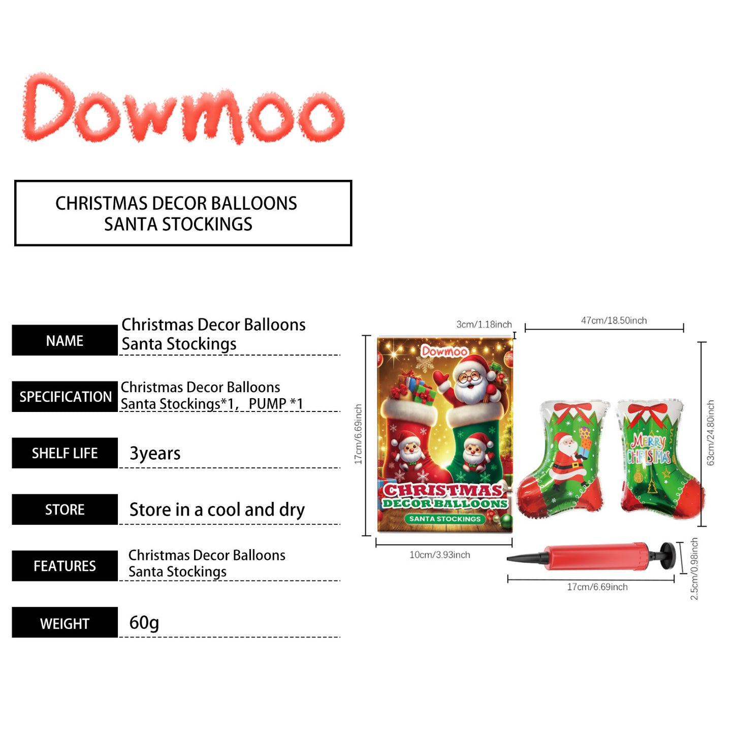 Downoo Christmas Balloons Set - Self-Sealing Santa, Reindeer, Tree Decorations for Party Supplies | Leak-Proof, Durable Nylon Foil for Indoor Outdoor Holiday Decor