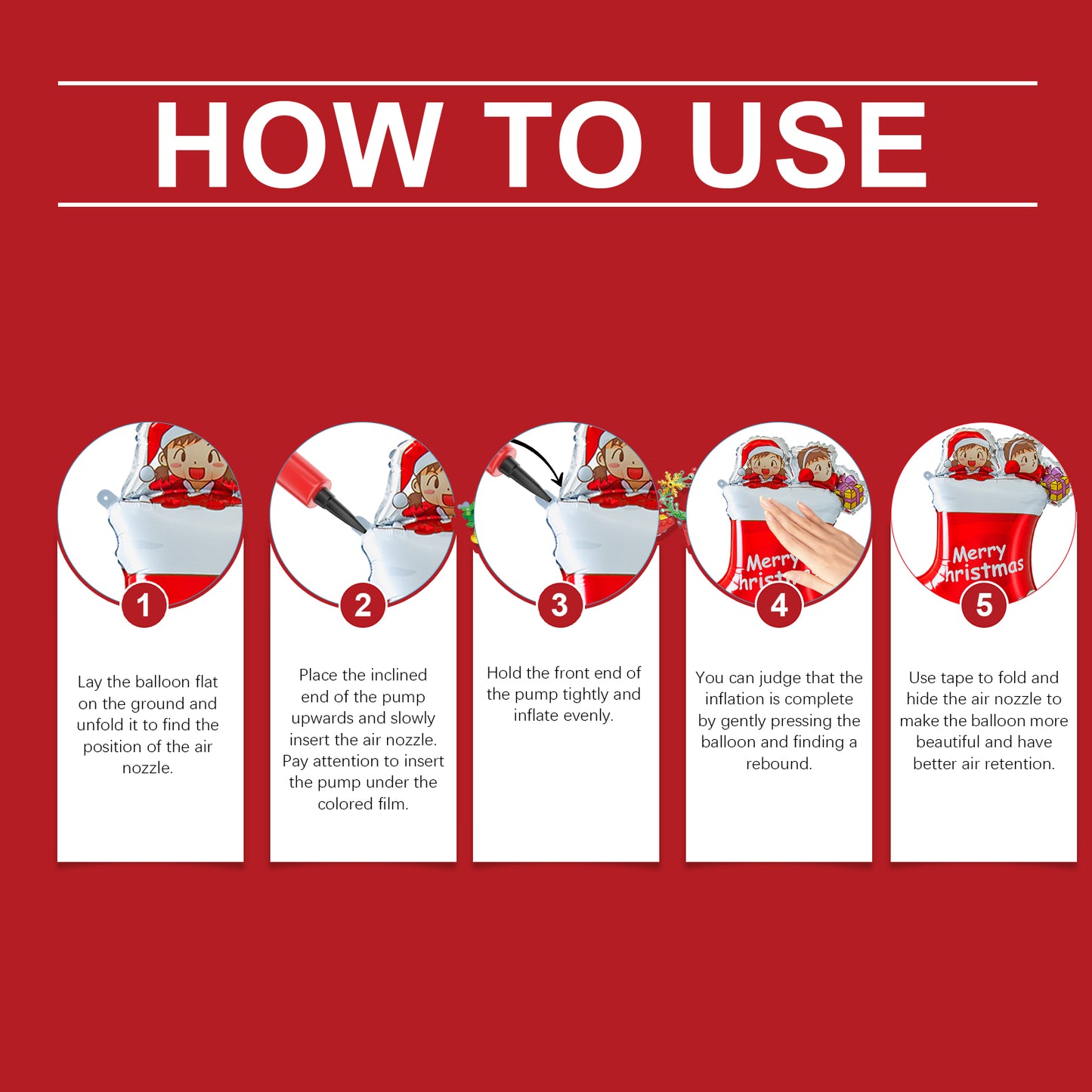 Downoo Christmas Balloons Set - Self-Sealing Santa, Reindeer, Tree Decorations for Party Supplies | Leak-Proof, Durable Nylon Foil for Indoor Outdoor Holiday Decor