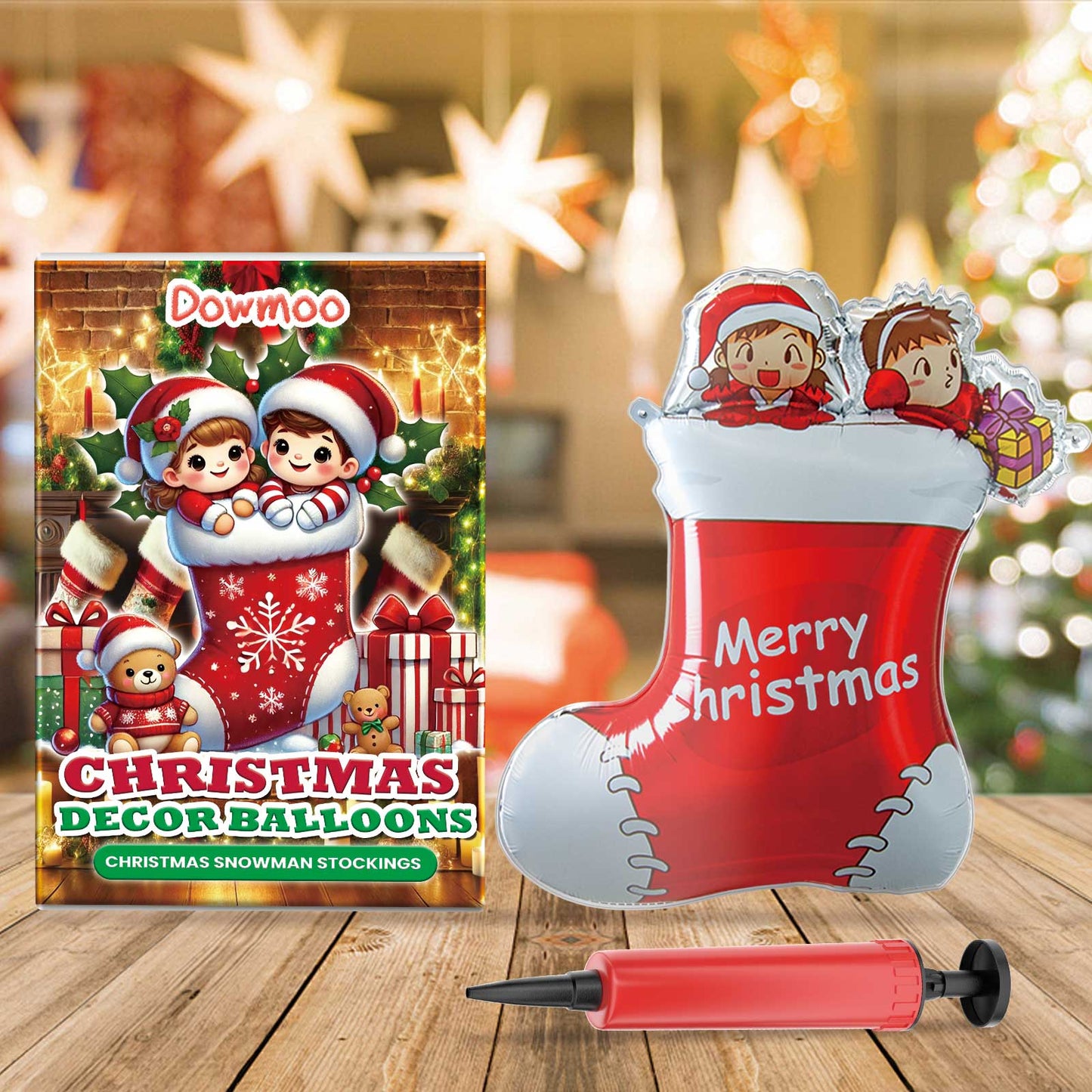 Downoo Christmas Balloons Set - Self-Sealing Santa, Reindeer, Tree Decorations for Party Supplies | Leak-Proof, Durable Nylon Foil for Indoor Outdoor Holiday Decor