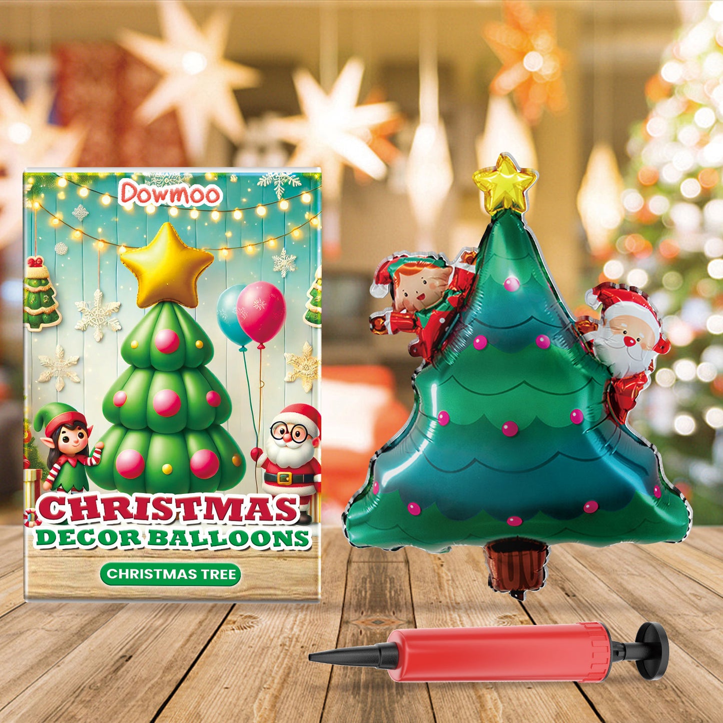 Downoo Christmas Balloons Set - Self-Sealing Santa, Reindeer, Tree Decorations for Party Supplies | Leak-Proof, Durable Nylon Foil for Indoor Outdoor Holiday Decor