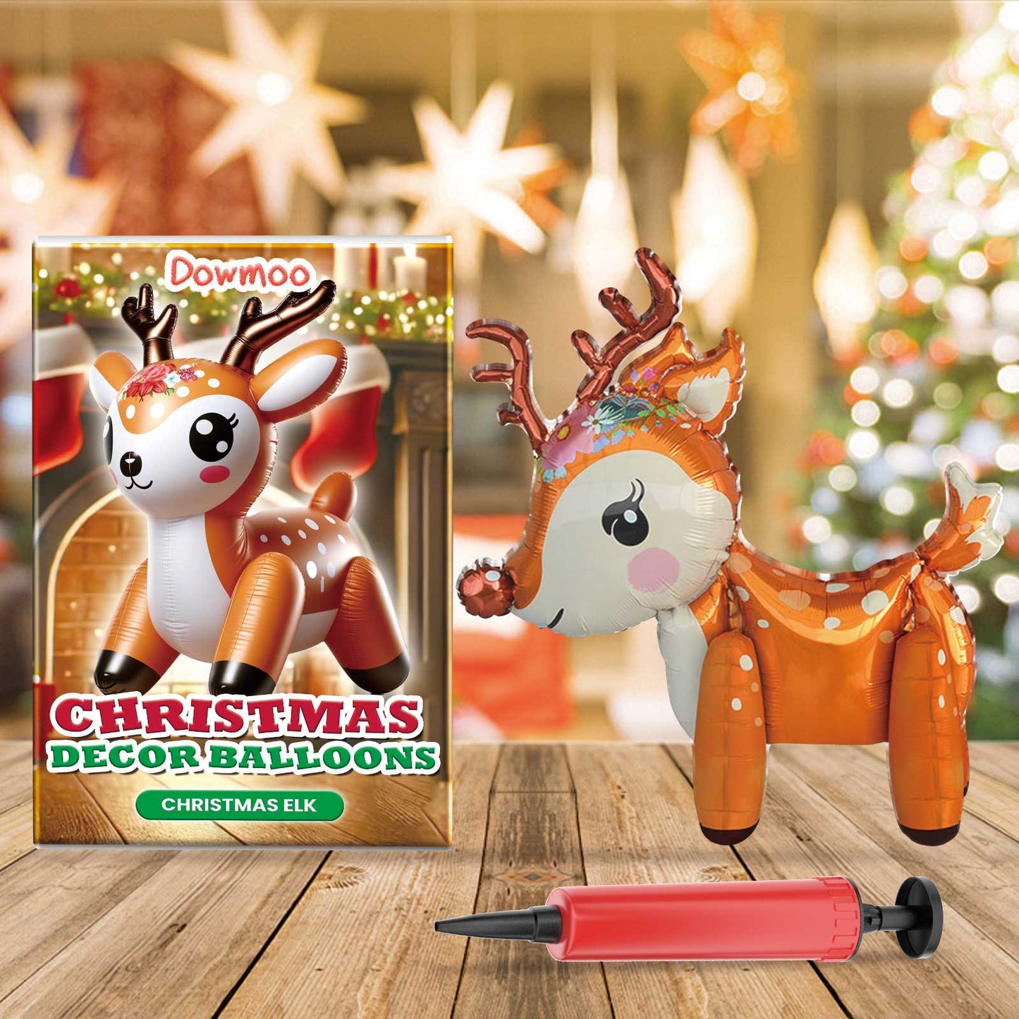 Downoo Christmas Balloons Set - Self-Sealing Santa, Reindeer, Tree Decorations for Party Supplies | Leak-Proof, Durable Nylon Foil for Indoor Outdoor Holiday Decor