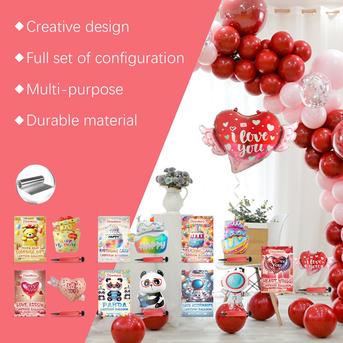 Dowmoo Romantic Balloon Garland Kit - Valentine's Day Proposal, Wedding, Anniversary, Birthday Party Decorations