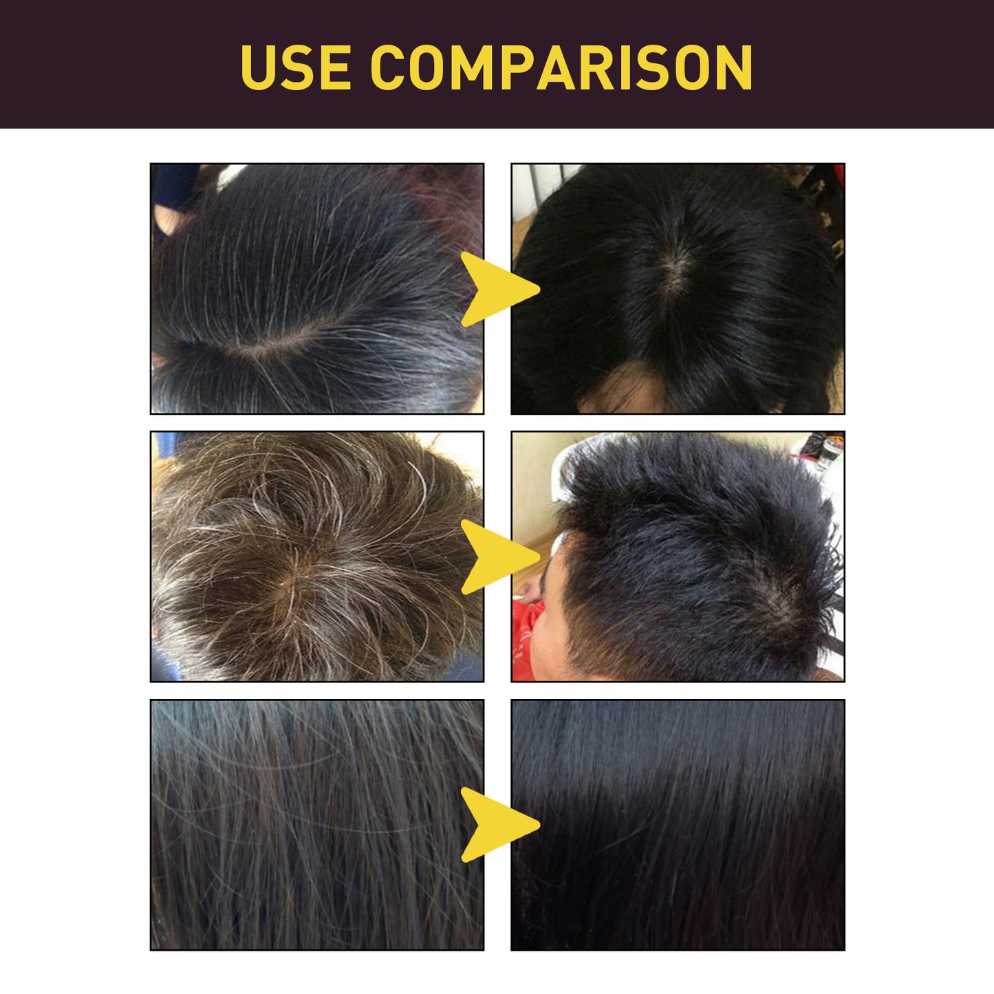 EELHOE Natural Plant-Based Gray Hair Covering Shampoo - Instant White Hair Coverage, Damage Repair with Fo-Ti, Ginseng & Reishi Extracts
