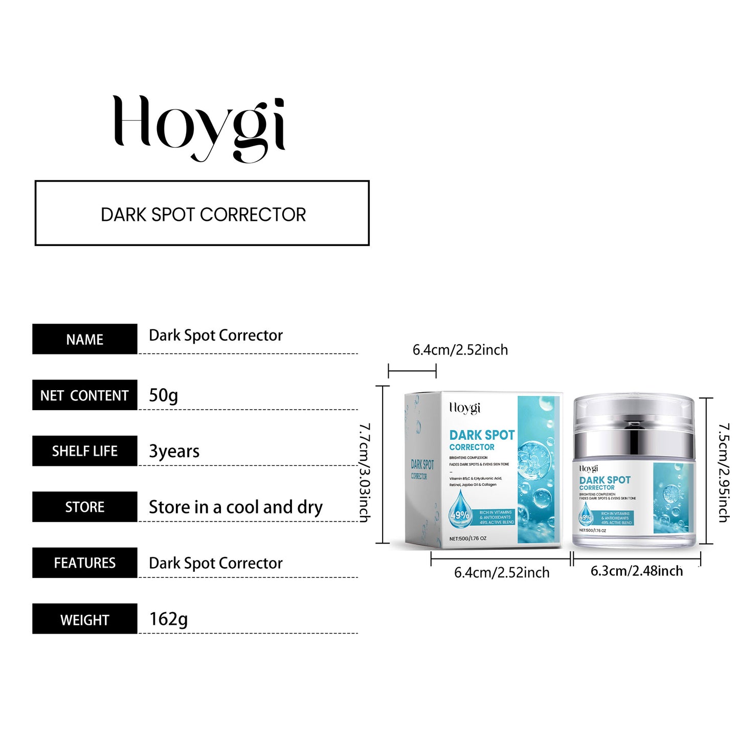 HOYGI Brightening & Dark Spot Serum - with Retinol & Vitamin C to Even Skin Tone, Brighten Complexion