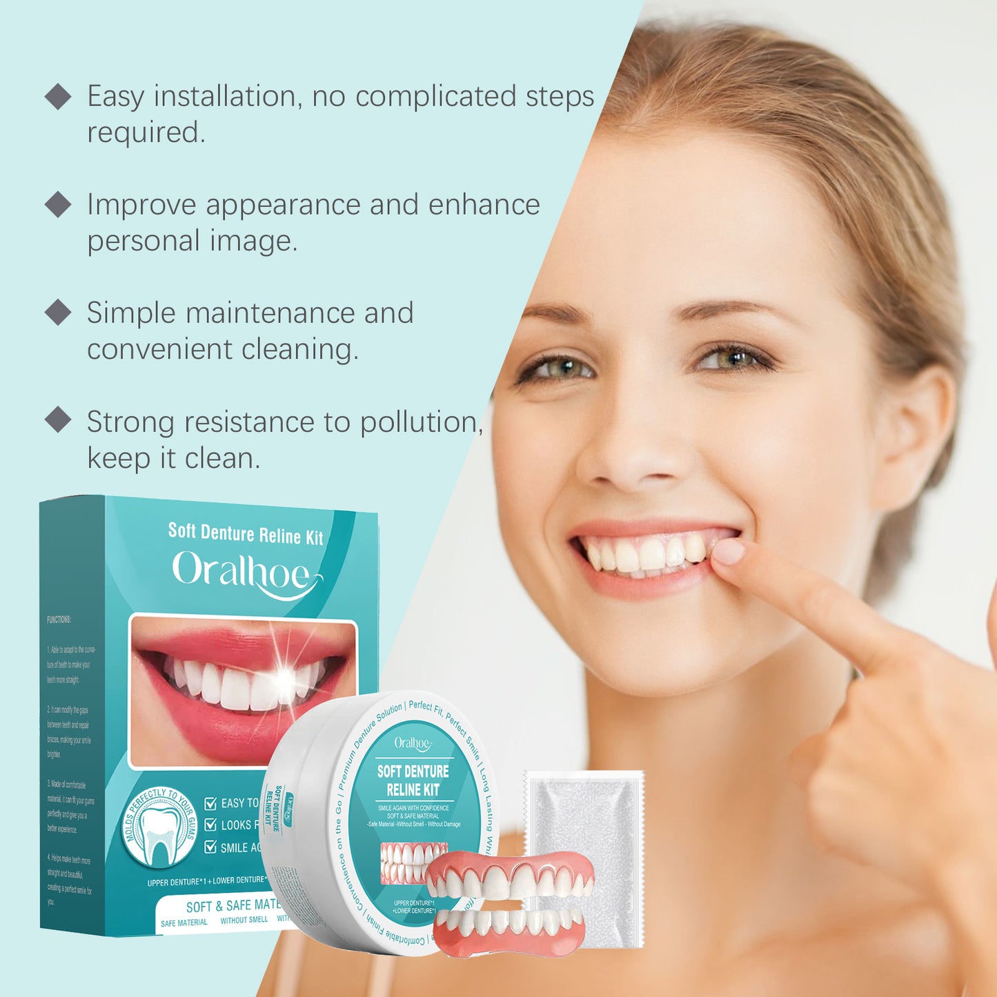 Oralhoe Temporary Cosmetic Tooth Cover - Smile Enhancer for Special Occasions, Non-Permanent, Fits Over Existing Teeth
