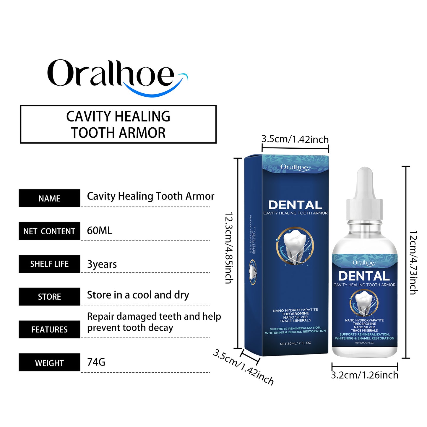 OralHoe Dental Care Serum – Strengthen Gums, Whiten Teeth, Gentle Formula with Hydroxyapatite