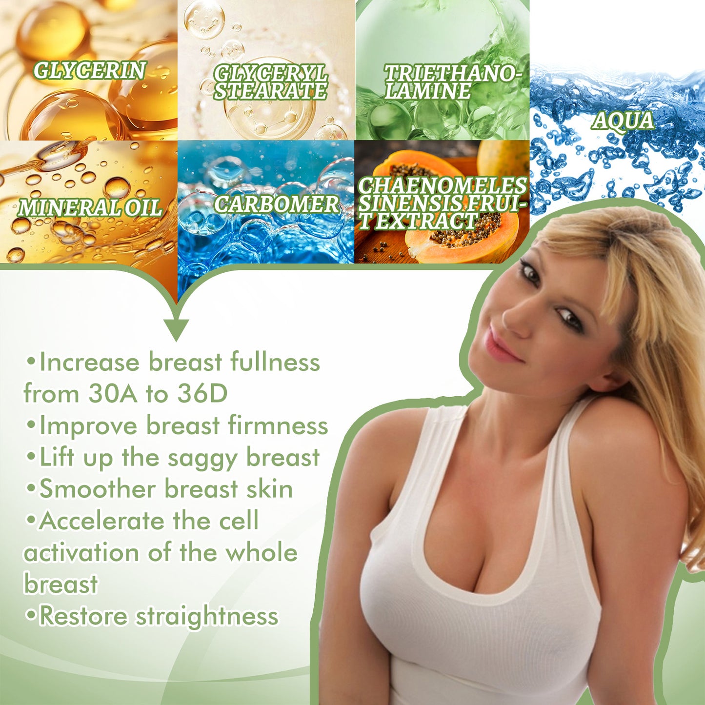OUHOE Firming & Smoothing Bust Cream - Hydrating Body Cream for Chest Area, Temporary Tightening Feel, with Papaya Extract
