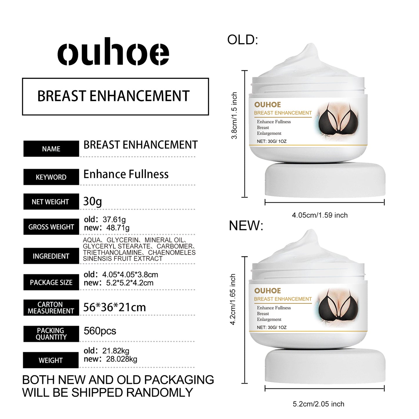 OUHOE Firming & Smoothing Bust Cream - Hydrating Body Cream for Chest Area, Temporary Tightening Feel, with Papaya Extract