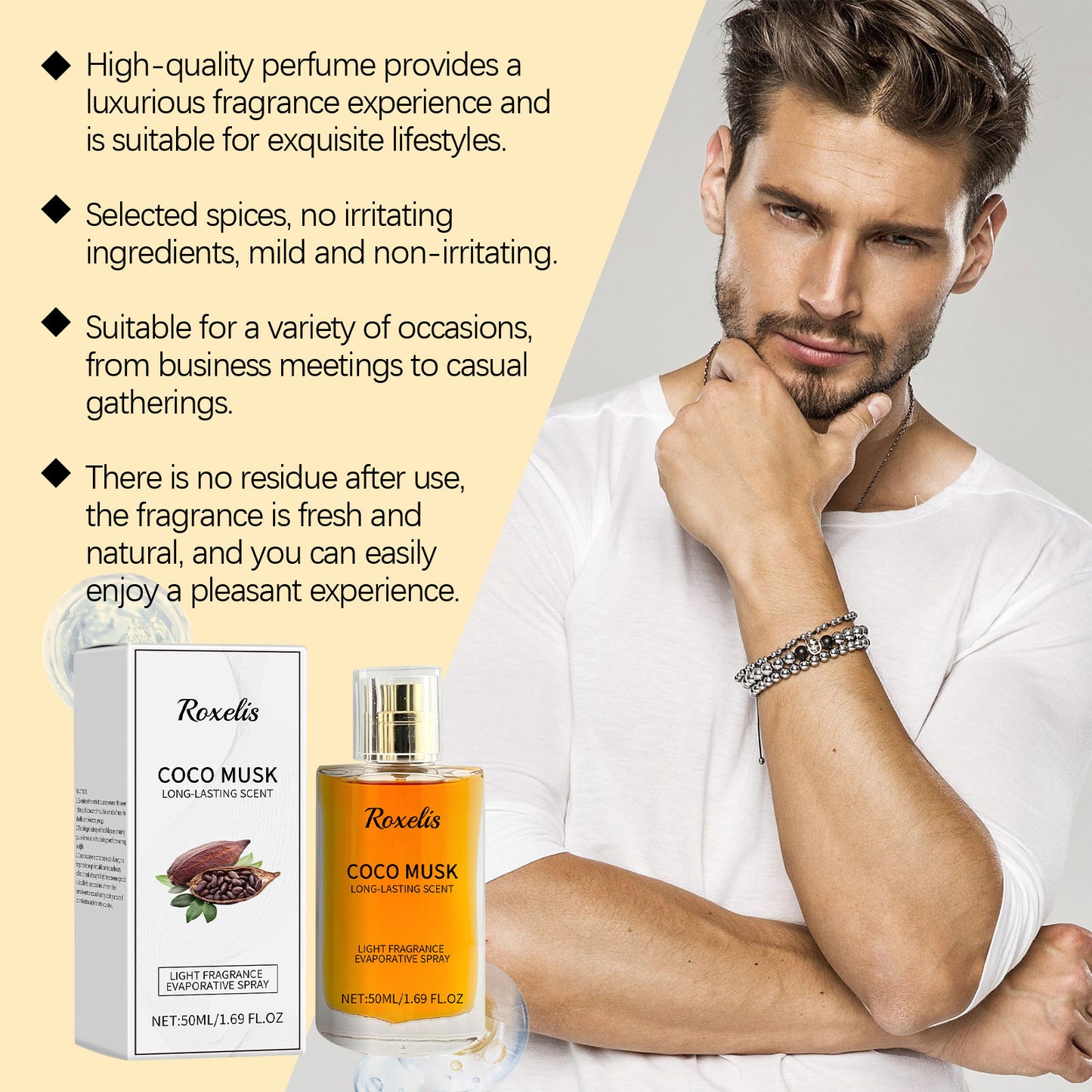 Roxelis Signature Men's Cologne - Woody Cocoa Scent, Long-Lasting Fragrance, Day to Night Wear